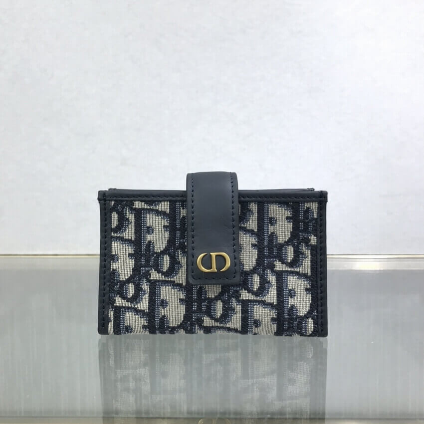 Dior 30 Montaigne 5-Gusset Card Holder Blue Oblique Jacquard S2058
