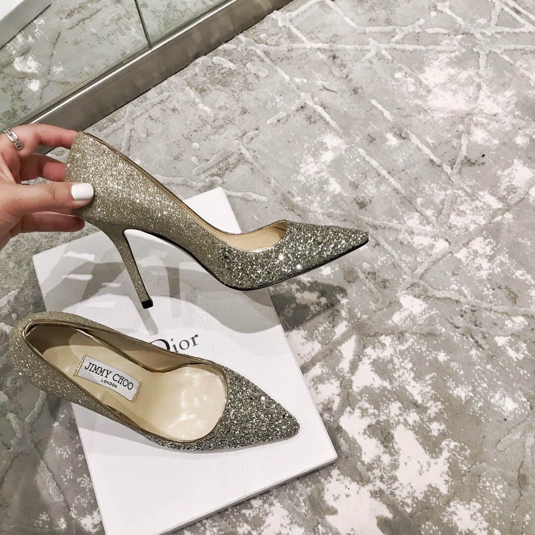 Jimmy Choo 95mm Rainbow Glitter Fabric Pump