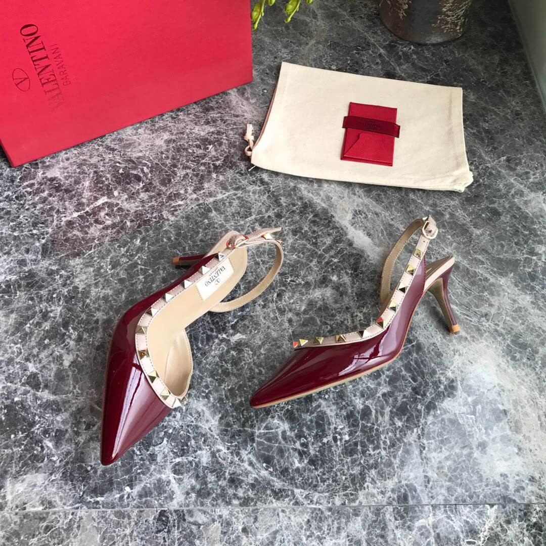 Valentino Garavani Rockstud Patent Leather Slingback Pump 65mm Uw2s0h14