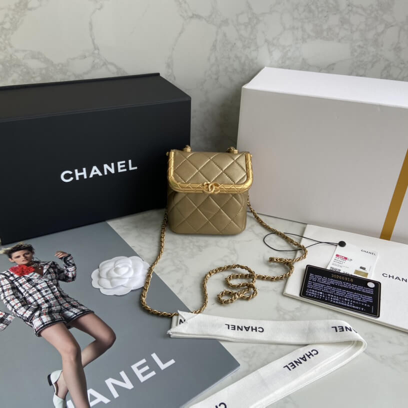 Chanel Small Lambskin Kiss-Lock Bag AS1885