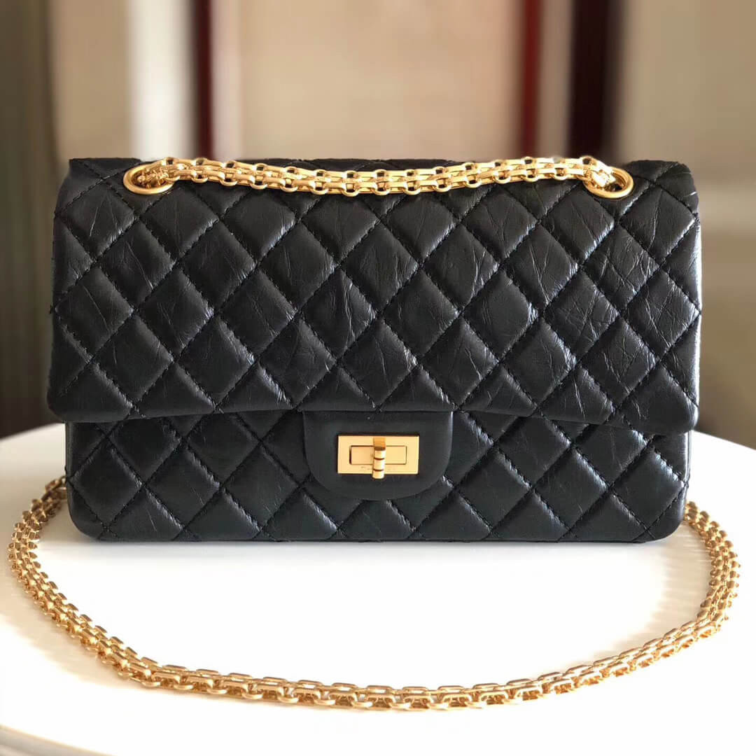 Chanel 2.55 Aged Calfskin Leather Flap Bag A37586