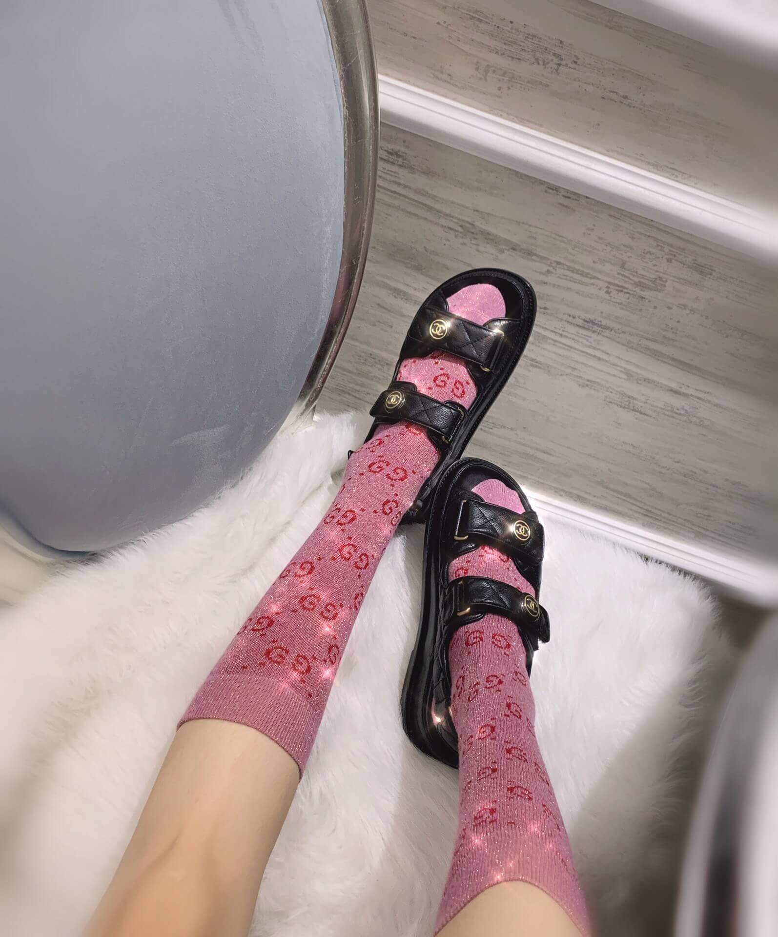 Chanel CC Quilted Velcro Sandals G31848