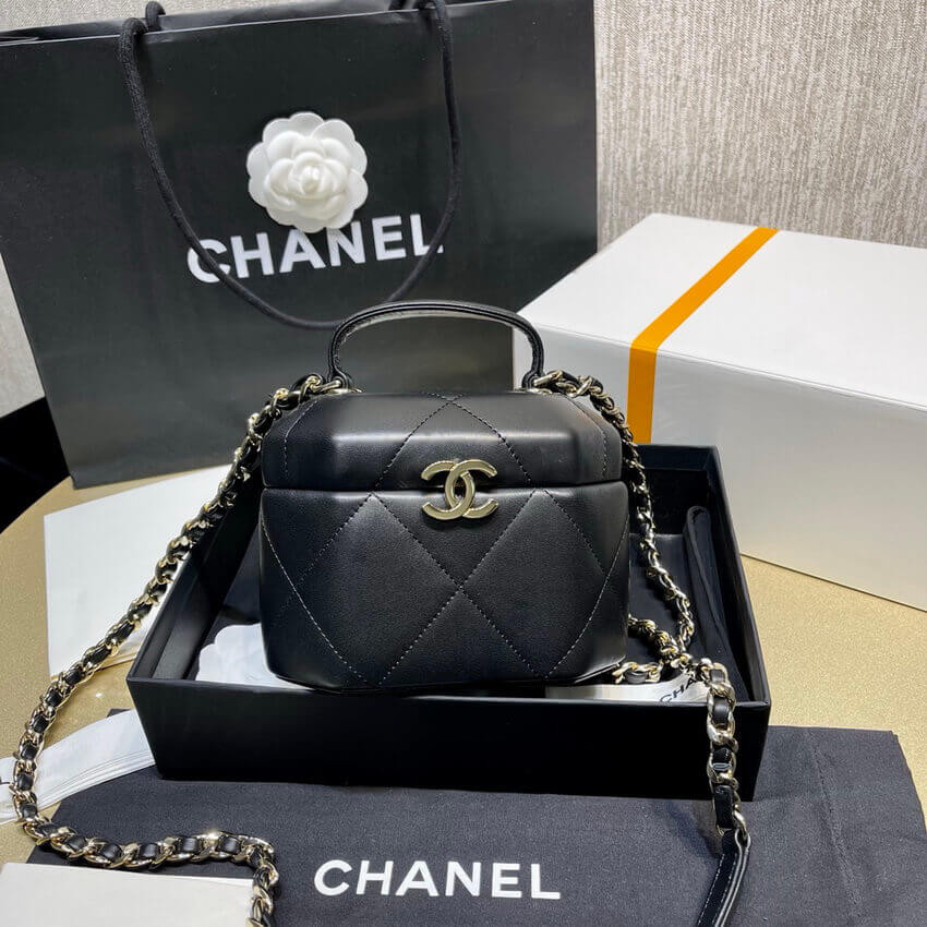 Chanel Lambskin Small Vanity Case AS2630 Black