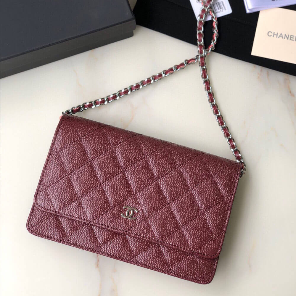 Chanel Caviar Quilted Wallet On Chain Woc A33814