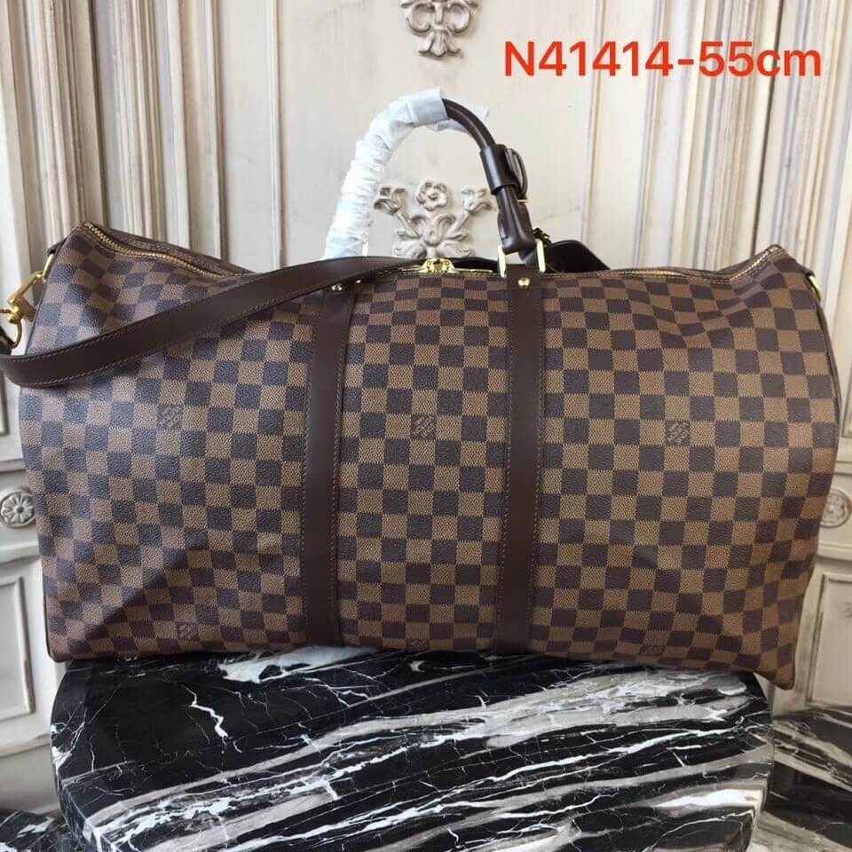 Louis Vuitton Damier Ebene Canvas Keepall Bandouliere 55  N41414