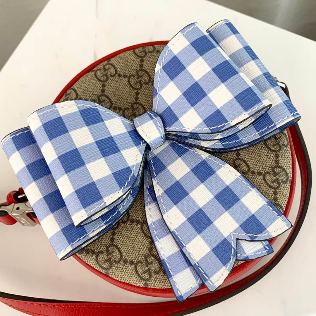Gucci Childrens Check Bow GG Messenger 478294 Red