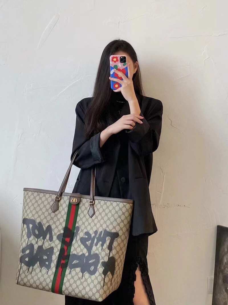 Balenciaga x Gucci Hacker Graffiti Large Tote Bag 680127