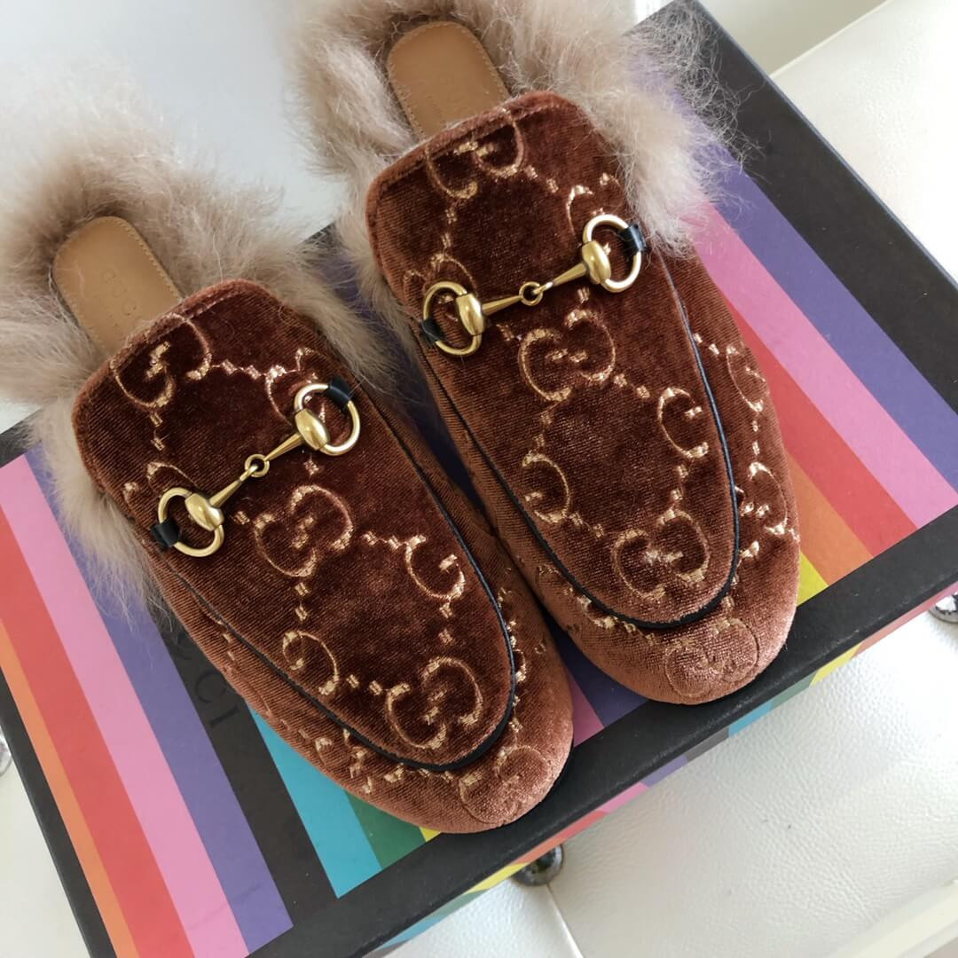 Gucci Princetown GG Velvet Slipper 448657