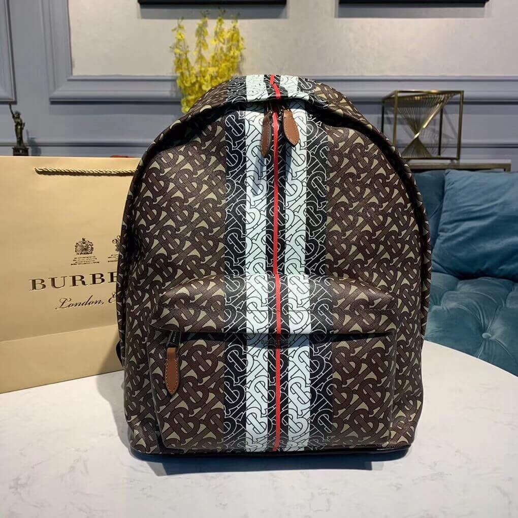 Burberry Monogram Stripe Print E-canvas Backpack 80186511