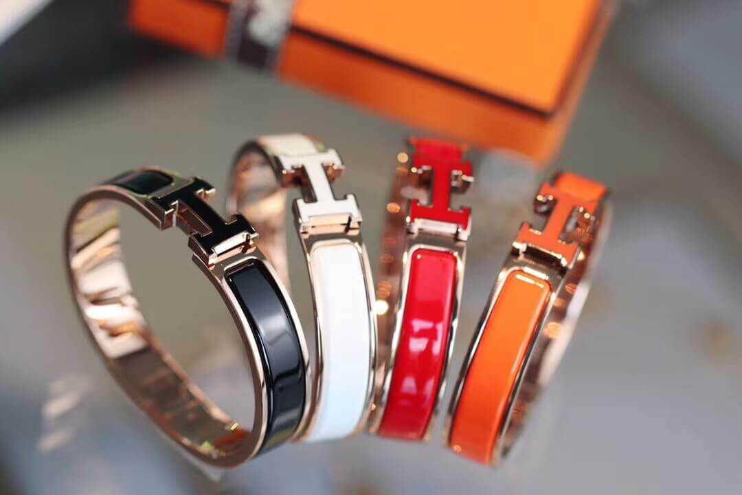 Hermes Narrow Clic Clac H Enamel Bracelet