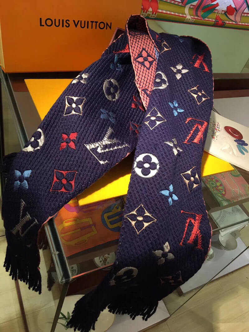 Louis Vuitton Logomania Rainbow Scarf M70899 Navy Blue