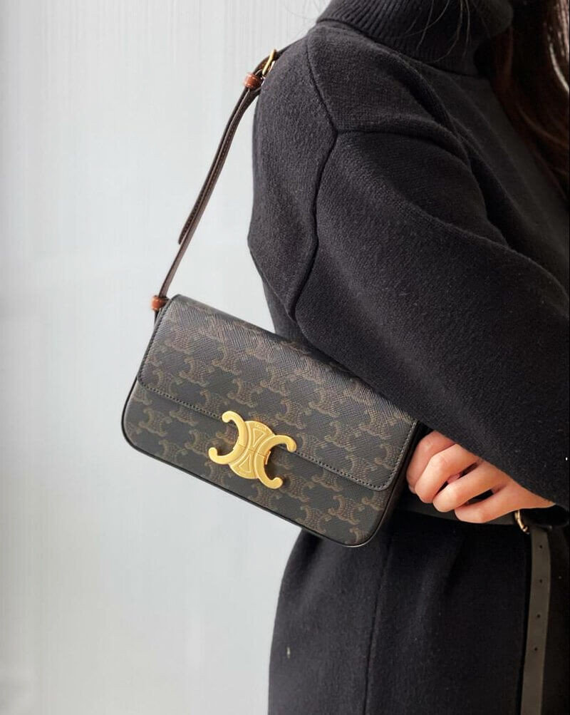 Celine Shoulder Bag Claude In Triomphe Canvas And Calfskin 194142