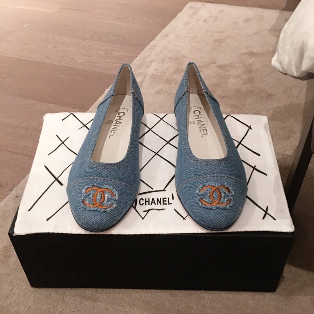 Chanel Denim Logo Ballerinas G35780
