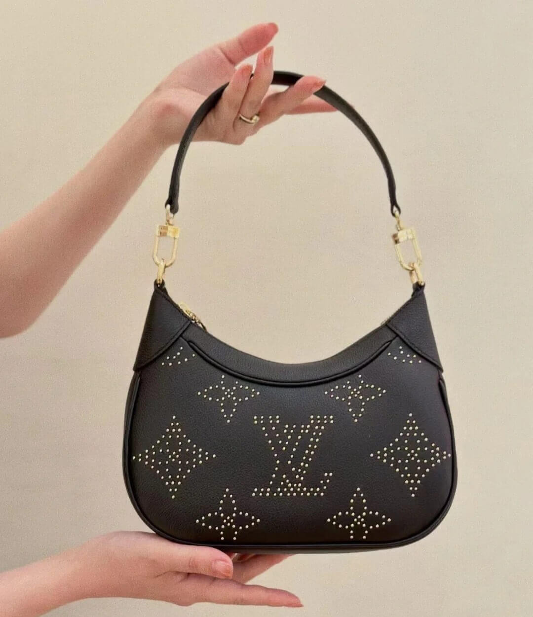 Louis Vuitton Bagatelle Bag M46735 Black Monogram Empreinte With Studs