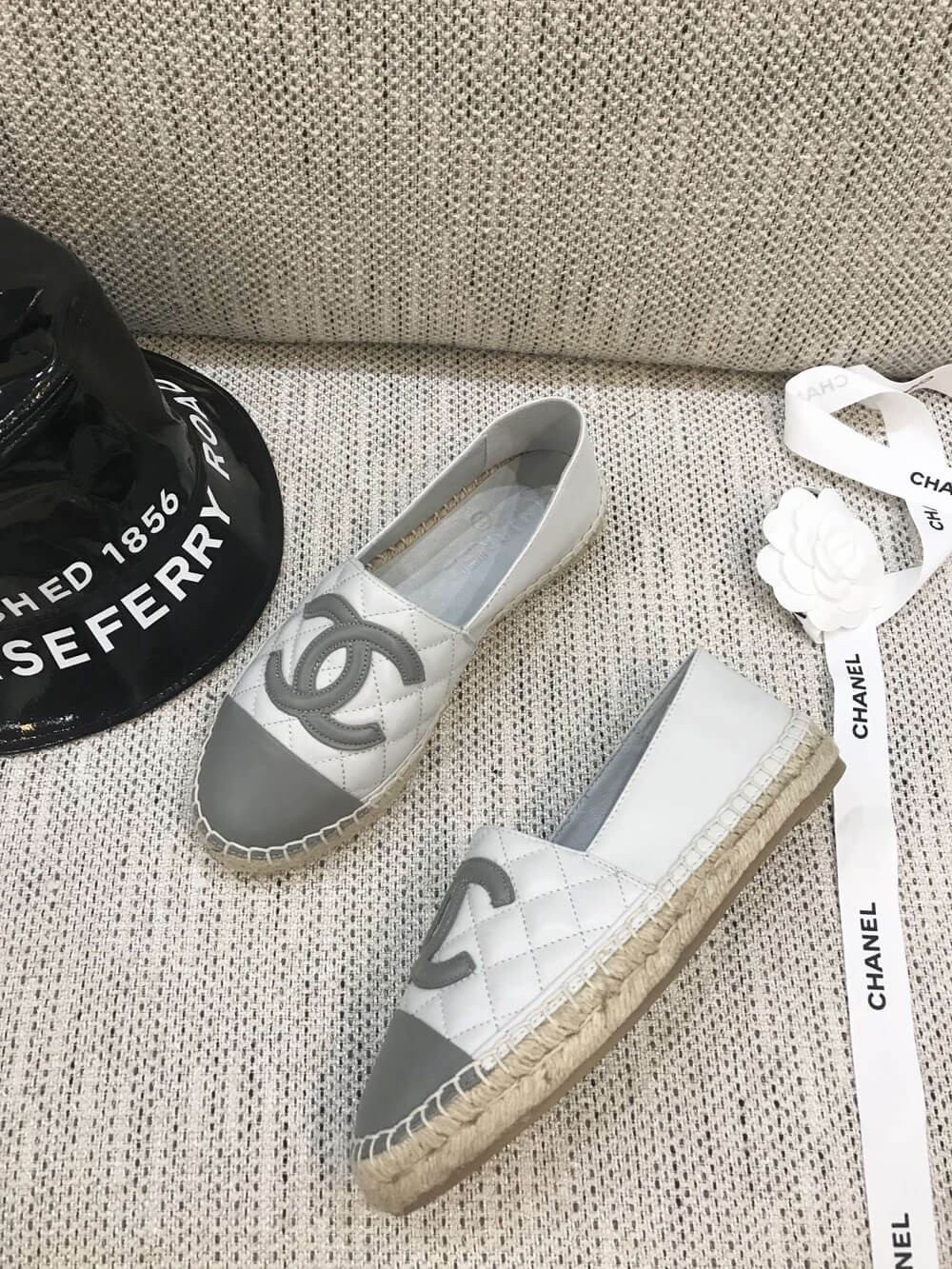 Chanel CC Quilted Espadrilles G29762 White/Grey