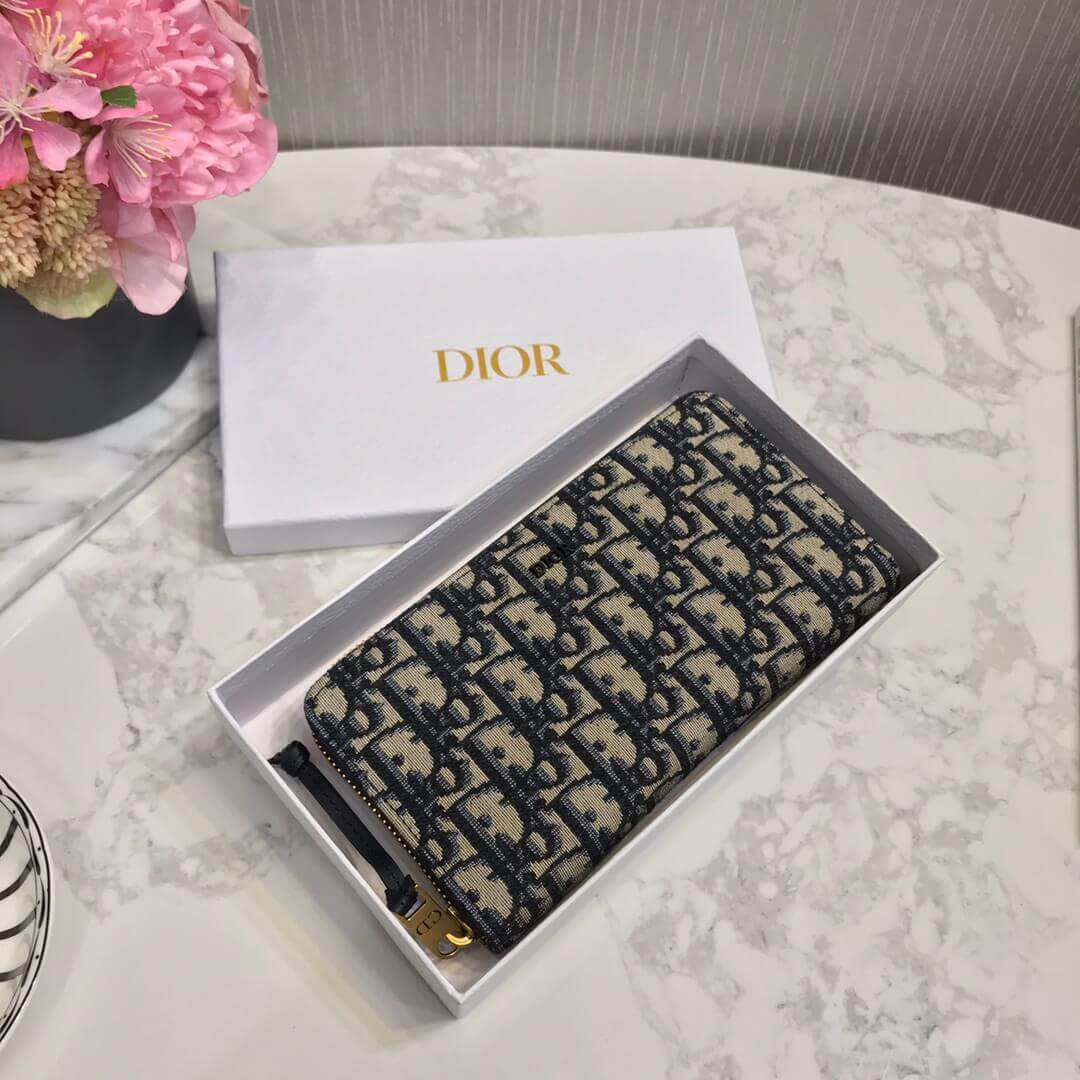 Christian Dior Oblique Jacquard Zippy Wallet M017