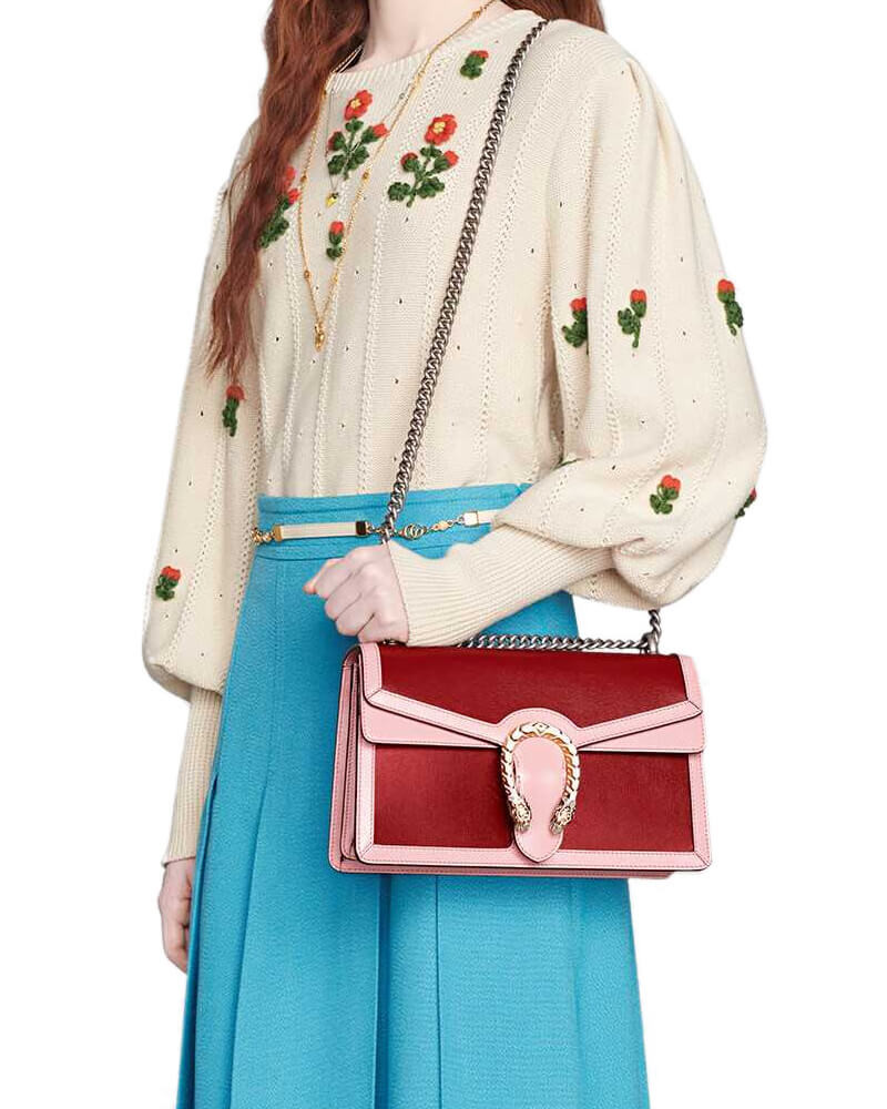 Gucci Dionysus Small Shoulder Bag 400249 Red and Pink Leather