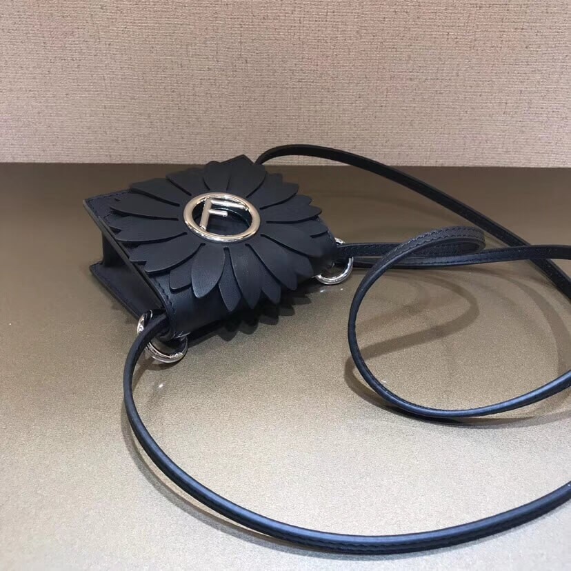 Fendi Micro Kan I Logo Gerbera Leather Shoulder Bag 8BS003