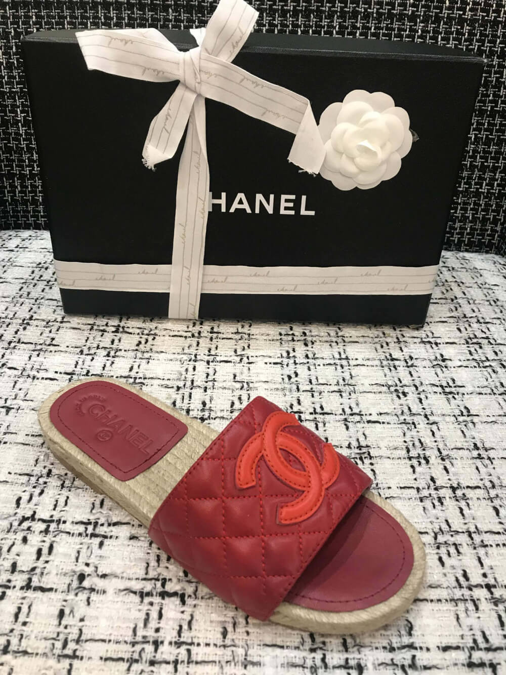 Chanel CC Quilted Mules G35604 Burgundy/Red