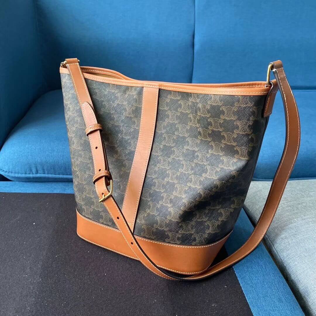 Celine Medium Bucket In Triomphe Canvas 191132