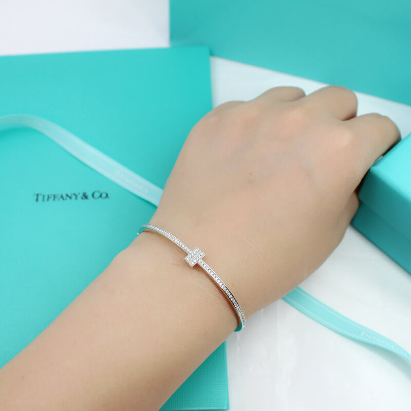 Tiffany & Co T1 Diamond Hinged Wire Bangle 10622