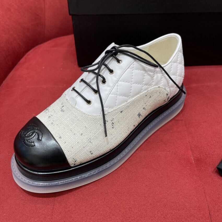 Chanel Calfskin Lace-Ups G37238 White