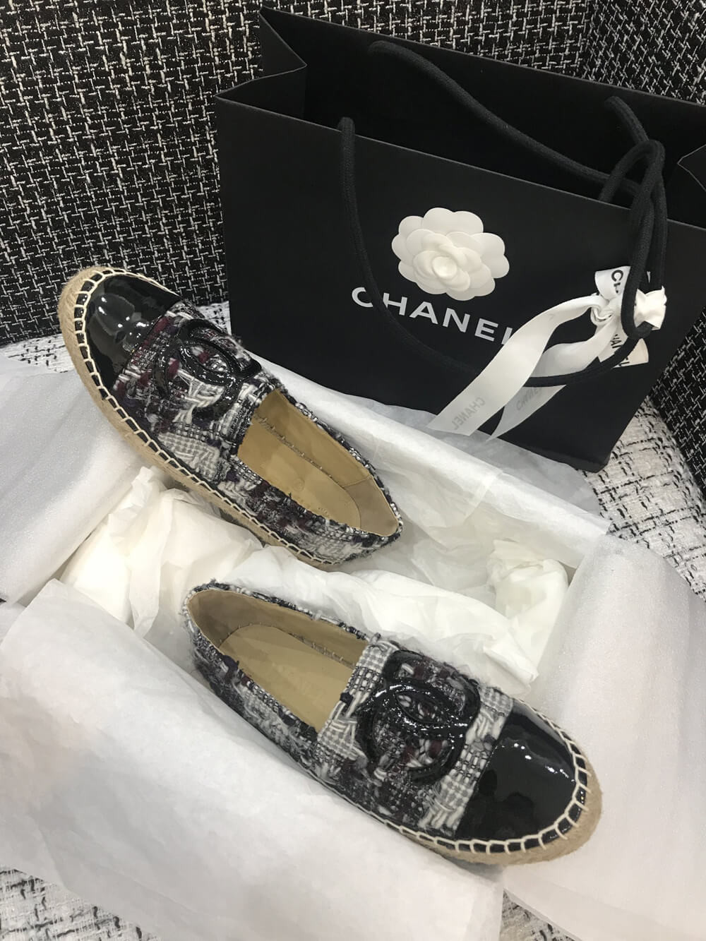 Chanel Multicolor Tweed & Patent Calfskin Espadrilles G29762