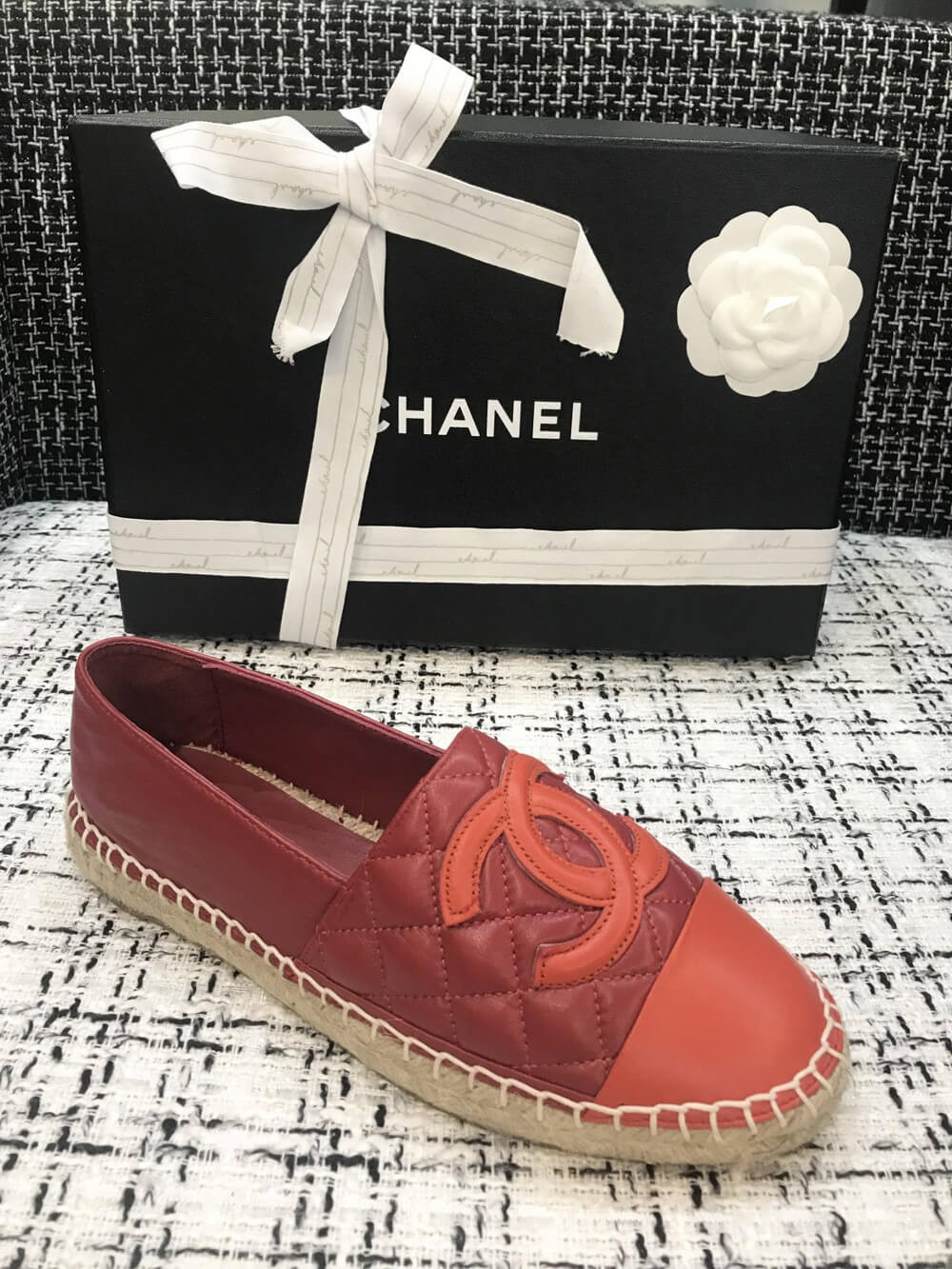 Chanel CC Quilted Espadrilles G29762 Burgundy