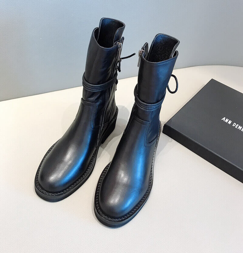 Ann Demeulemeester Calfskin Lace-Up Ankle Boots A146