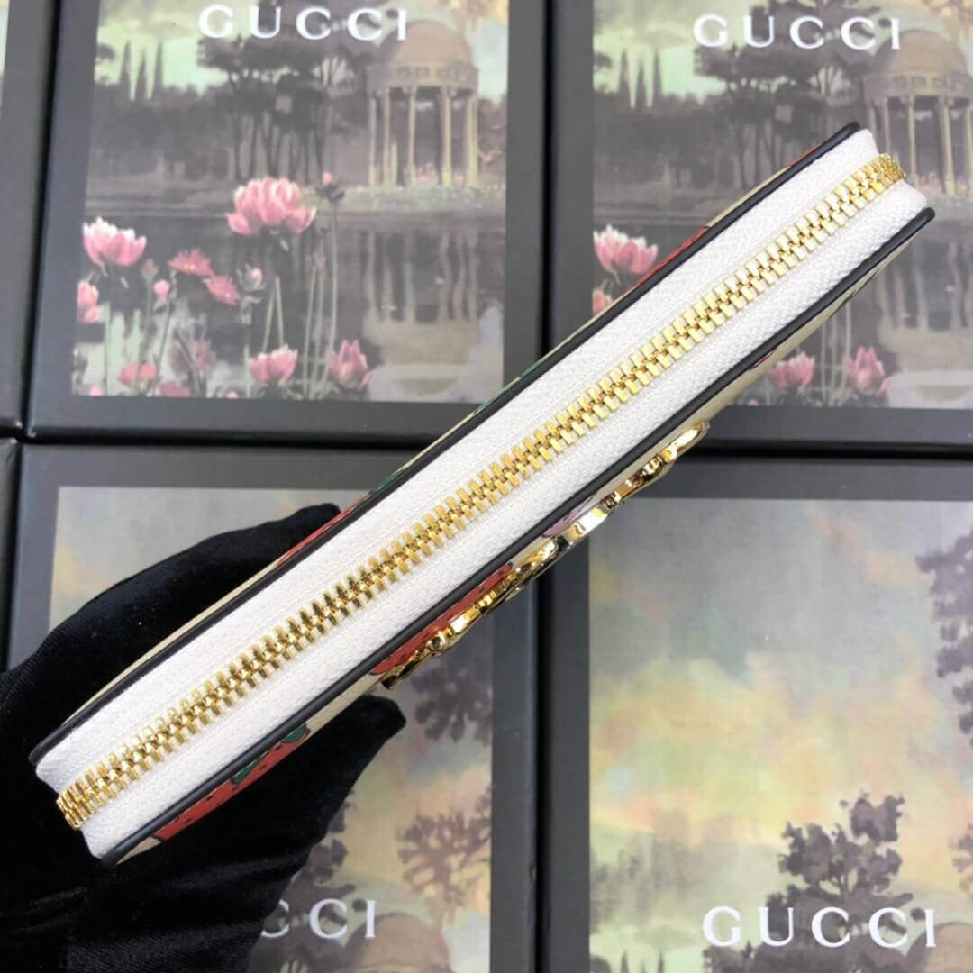 Gucci Zumi Strawberry Print Zip Around Wallet 570661