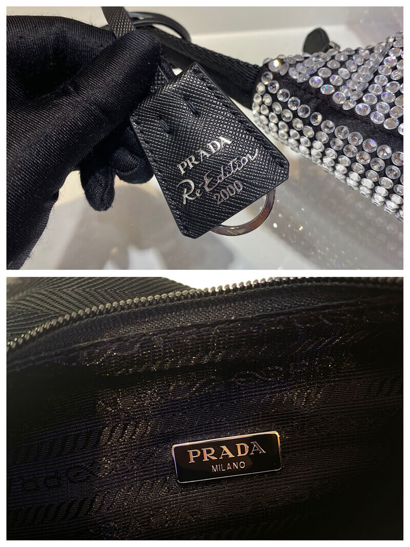 Prada Satin Mini-Bag With Artificial Crystals 1NE515
