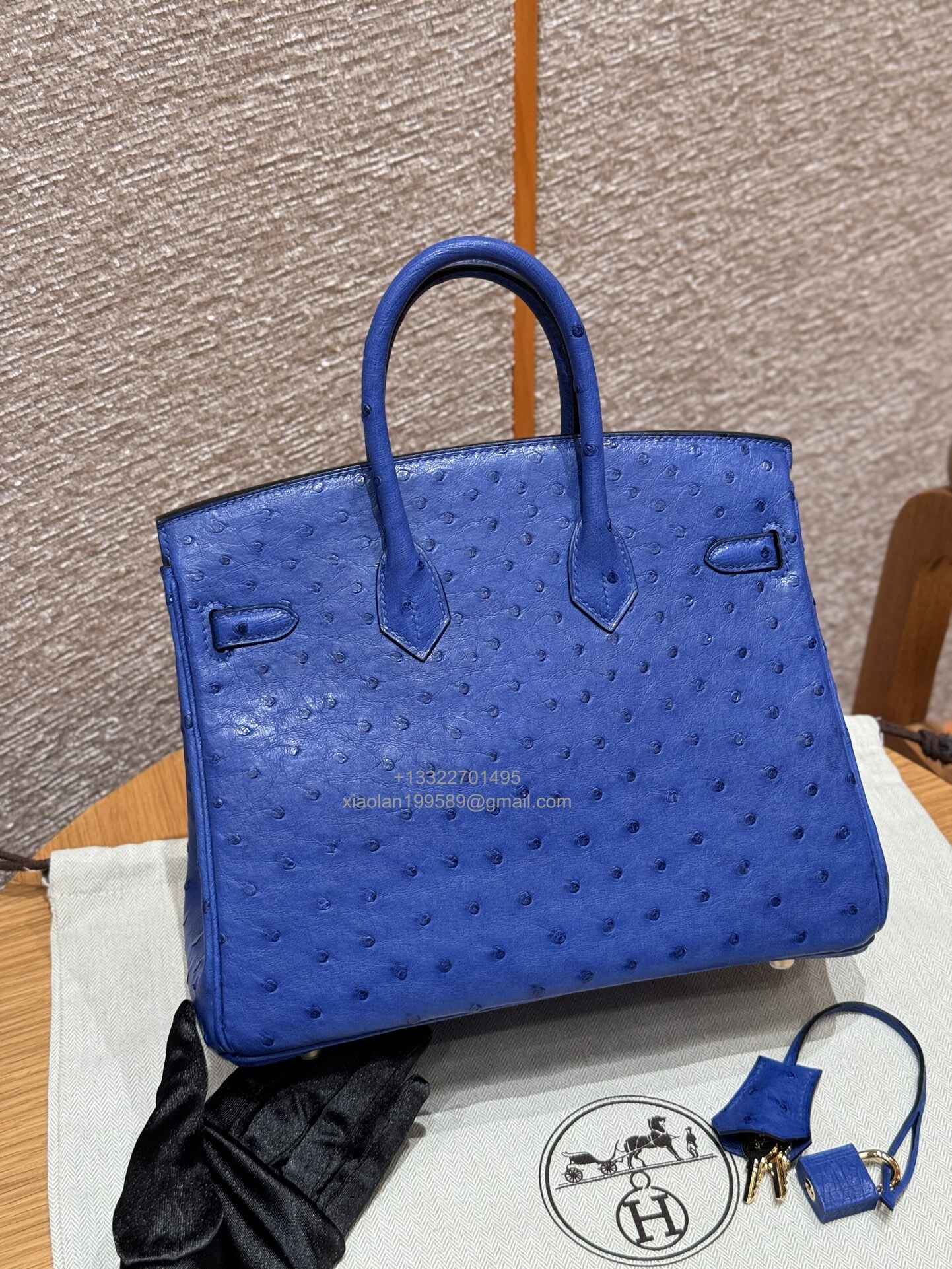 Birkin 25/30/35cm South African KK Ostrich Leather, Premium Fully Handcrafted Exclusive Custom –Bleuet