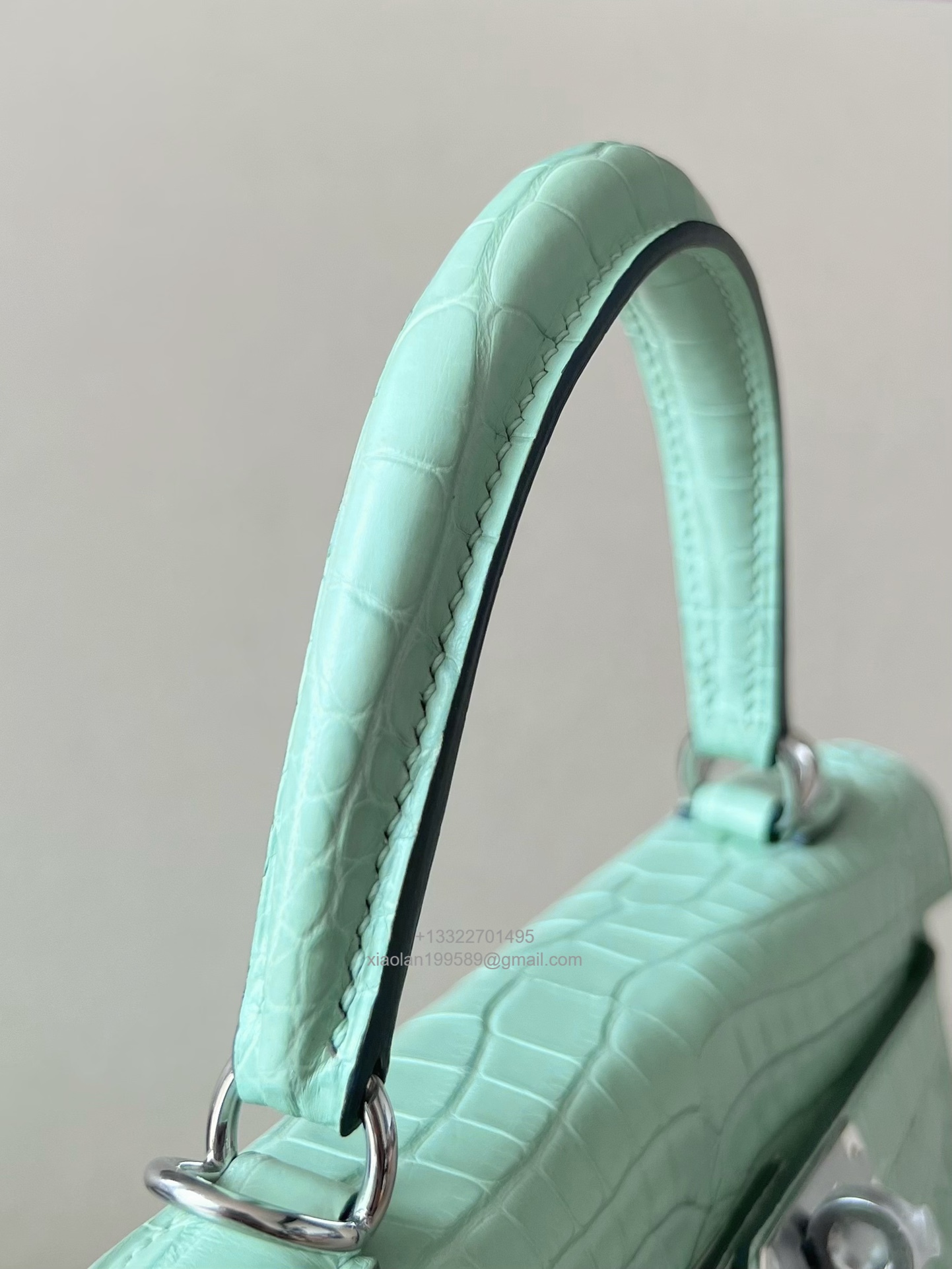 Hermès Kelly 25/28/32cm in Crocodile Leather, Fully Handmade Premium Private Customization-Mint Green