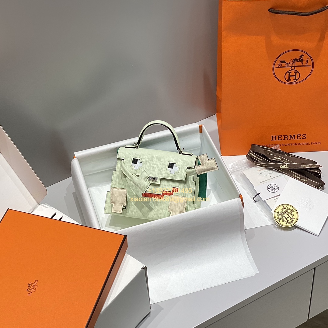 Hermès Kelly Doll Quelle Idole Picto Bag, Limited Edition in Bubble Green.