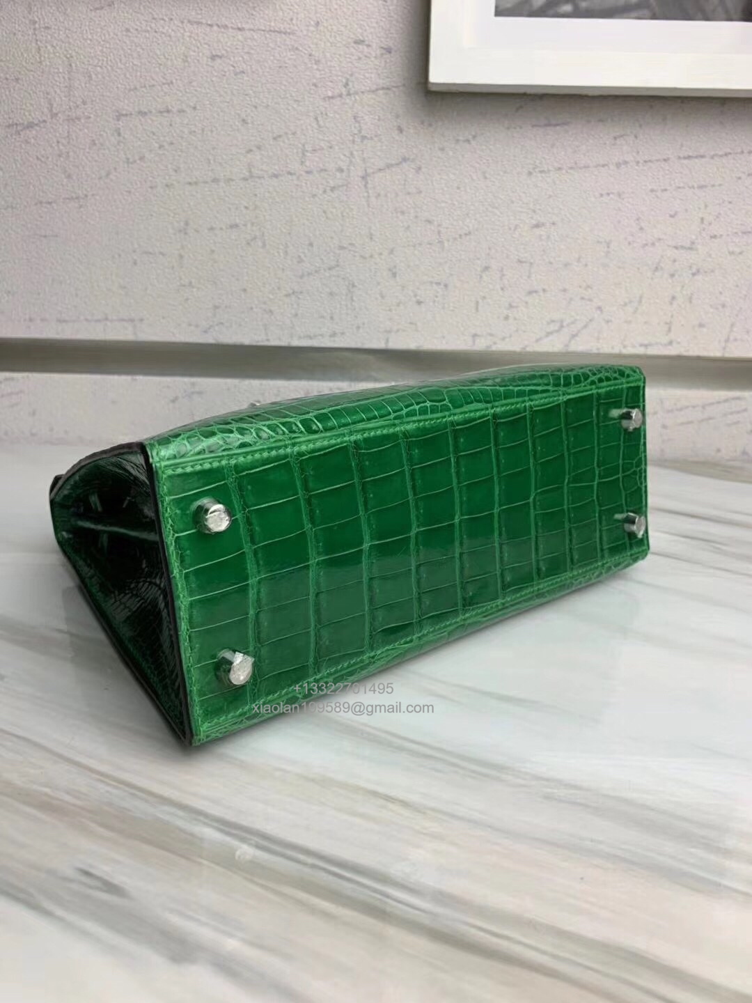 Hermès Kelly 25/28/32cm in Crocodile Leather, Fully Handmade Premium Private Customization-Cactus Green