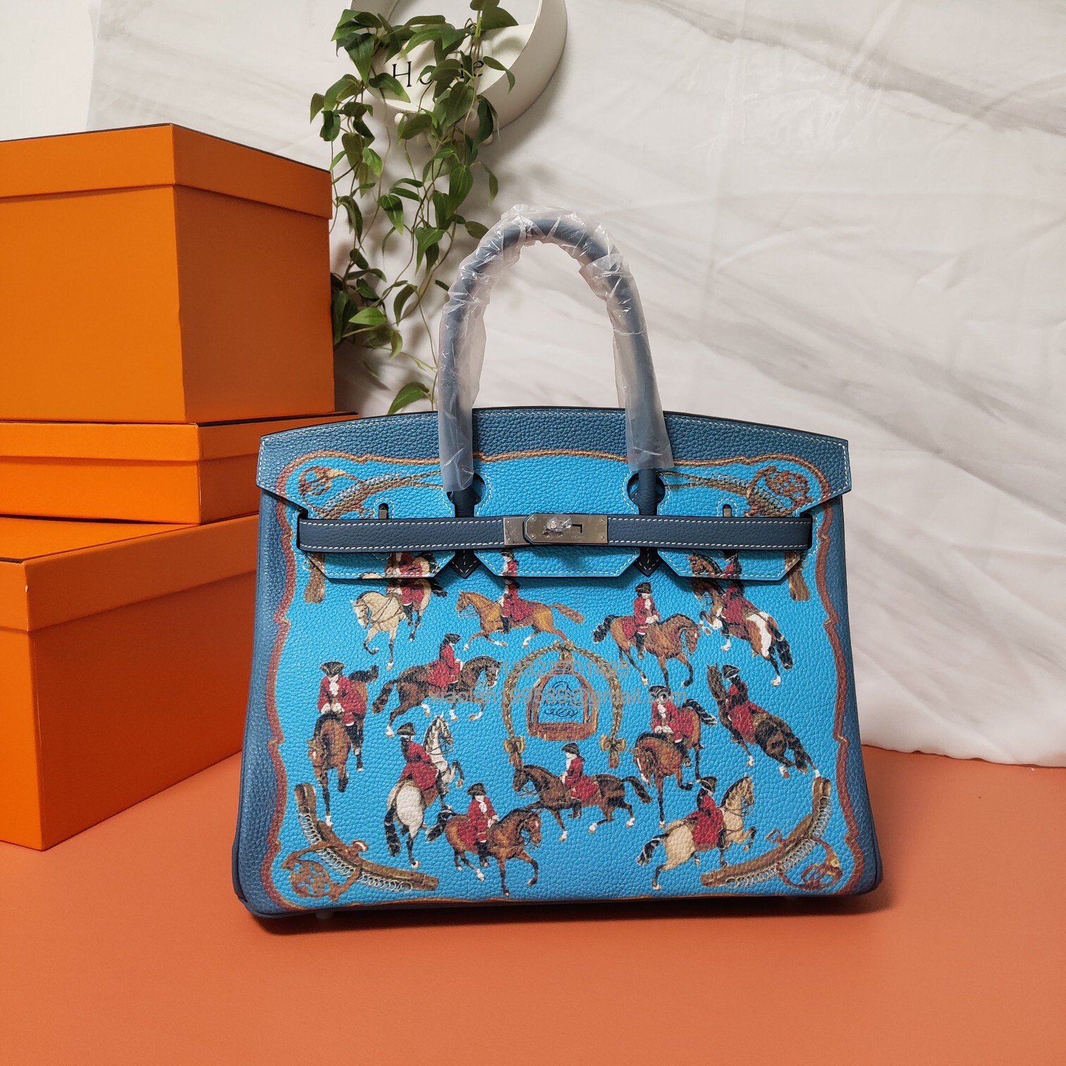 Hermès Birkin 25/30/35cm VIP Private Custom Handcrafted Bag in Togo Leather with Hand-Painted Design.