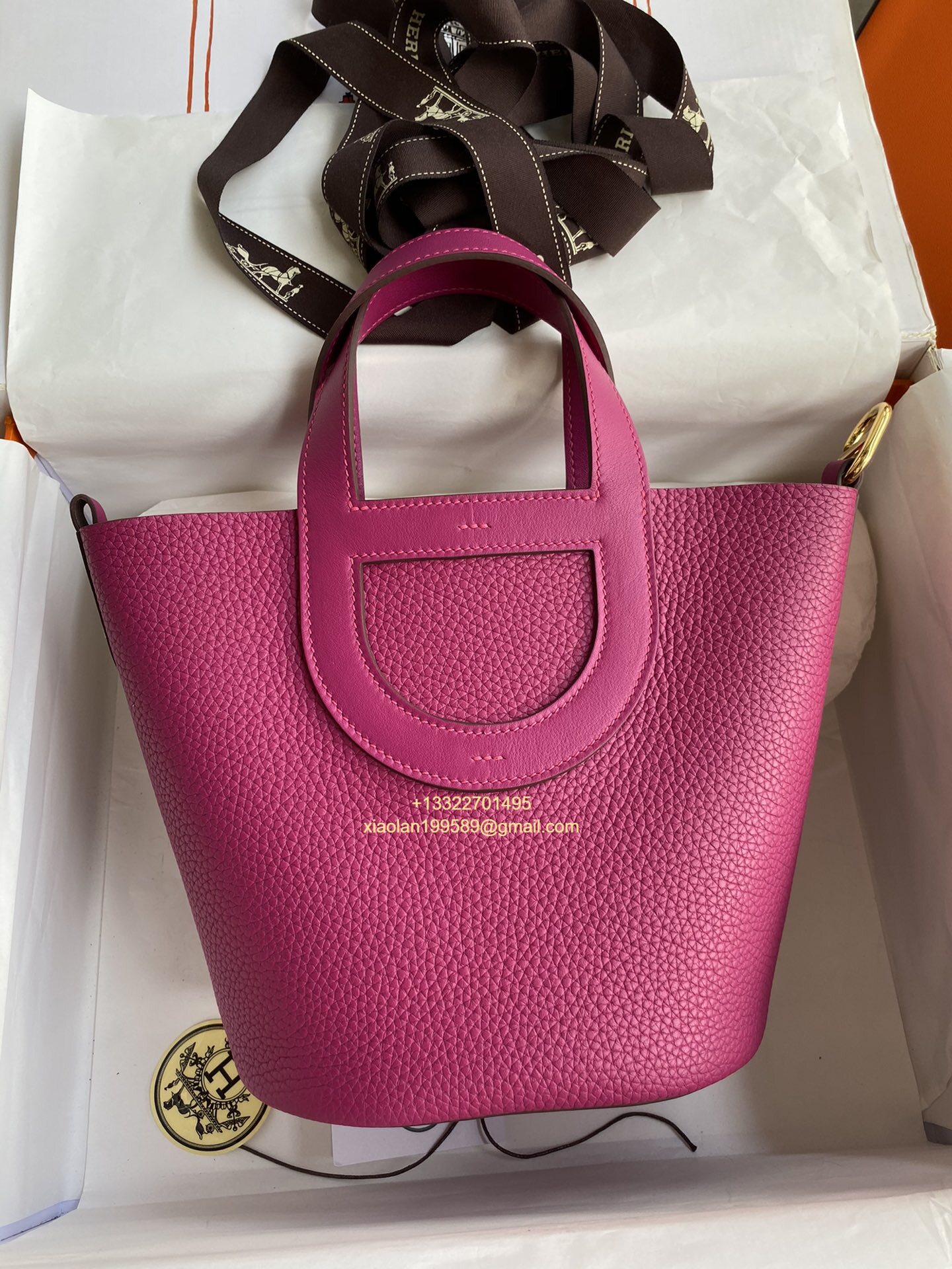Hermès In-The-Loop 18/23 Bag in Taurillon Clemence (TC) and Swift Leather, Hand-stitched with Beeswax Thread, High-end Customization. Color: Rose Purple.