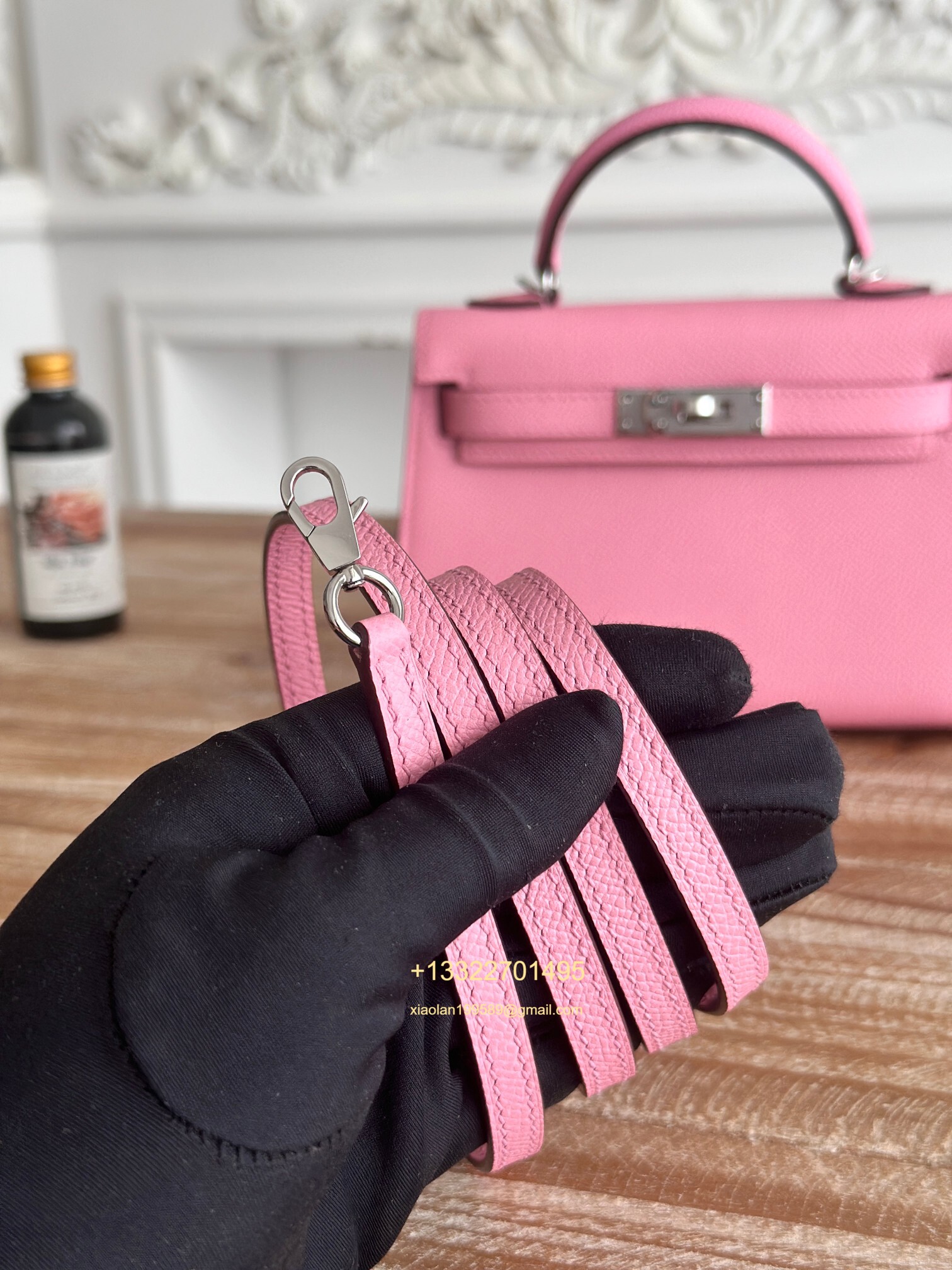 Hermès Epsom Leather Mini Kelly II in Cherry Blossom Pink Purely Handcrafted with Waxed Thread Stitching, High-End Customization