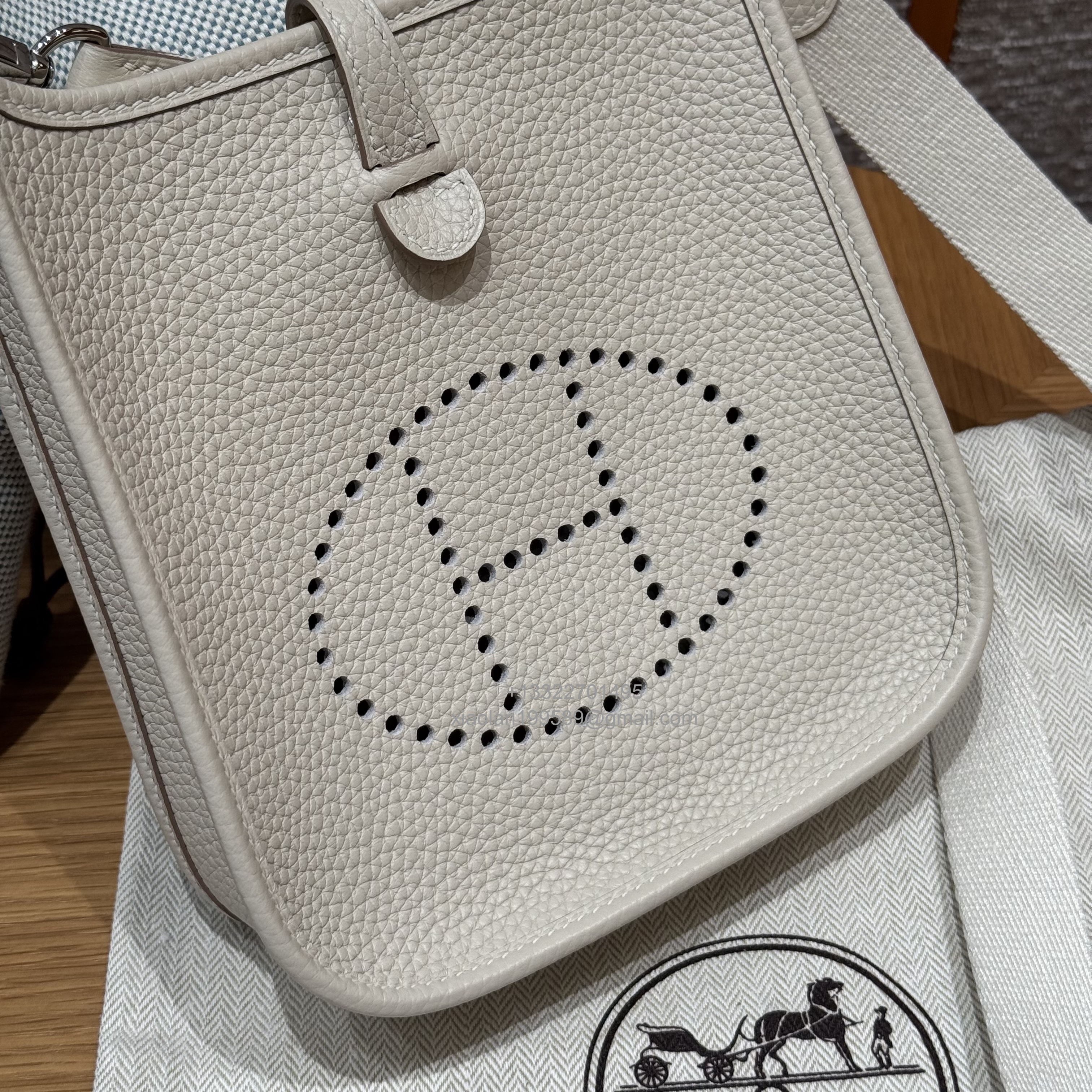 Hermès Evelyne mini Bag in Clemence Leather, Premium Handcrafted Customization-craie