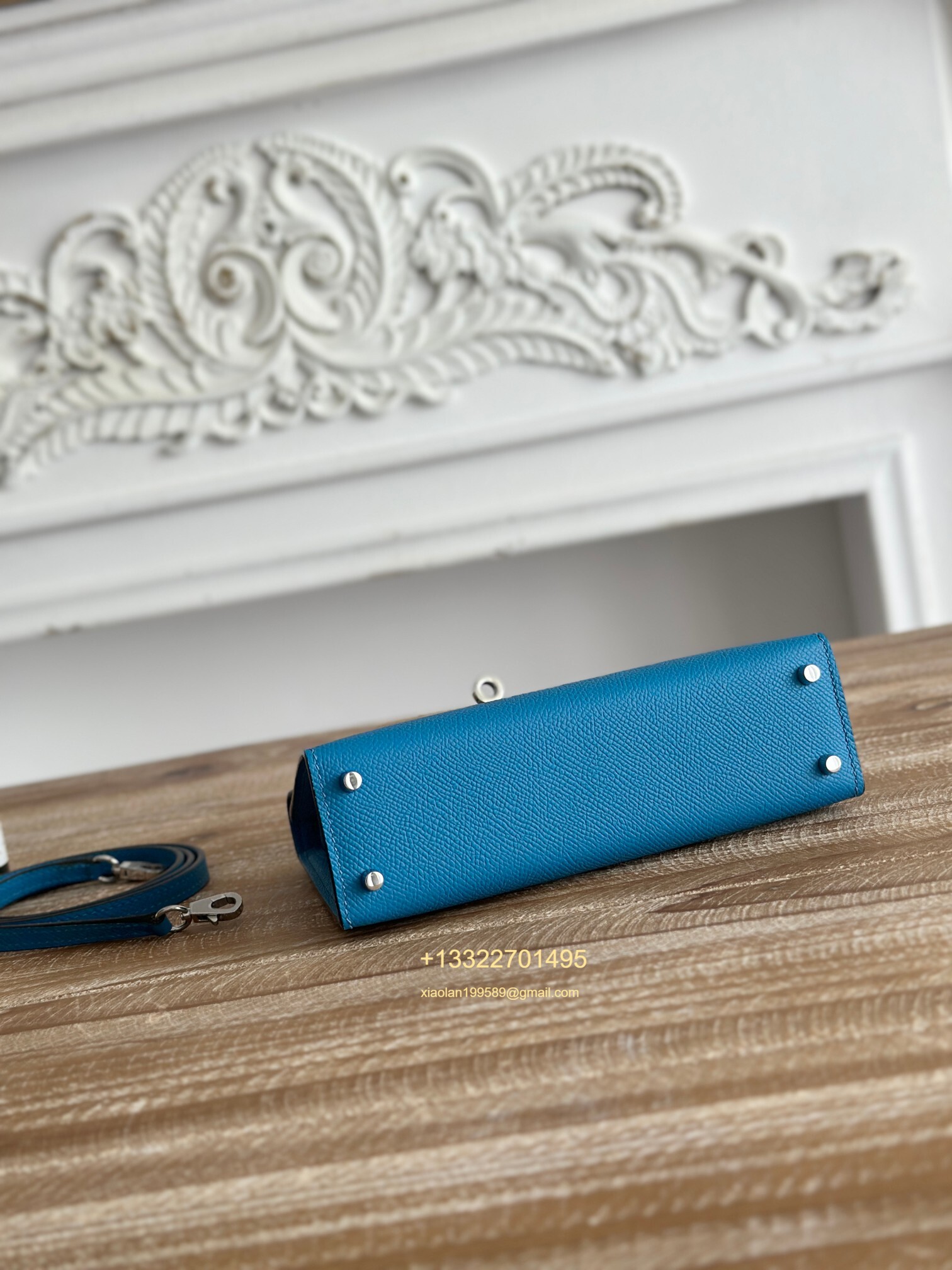 Hermès Epsom Leather Mini Kelly II in Tanzanian Blue Purely Handcrafted with Waxed Thread Stitching, High-End Customization