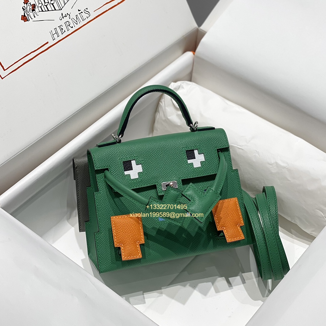 Hermès Kelly Doll Quelle Idole Picto Bag, Limited Edition in Velvet Green.