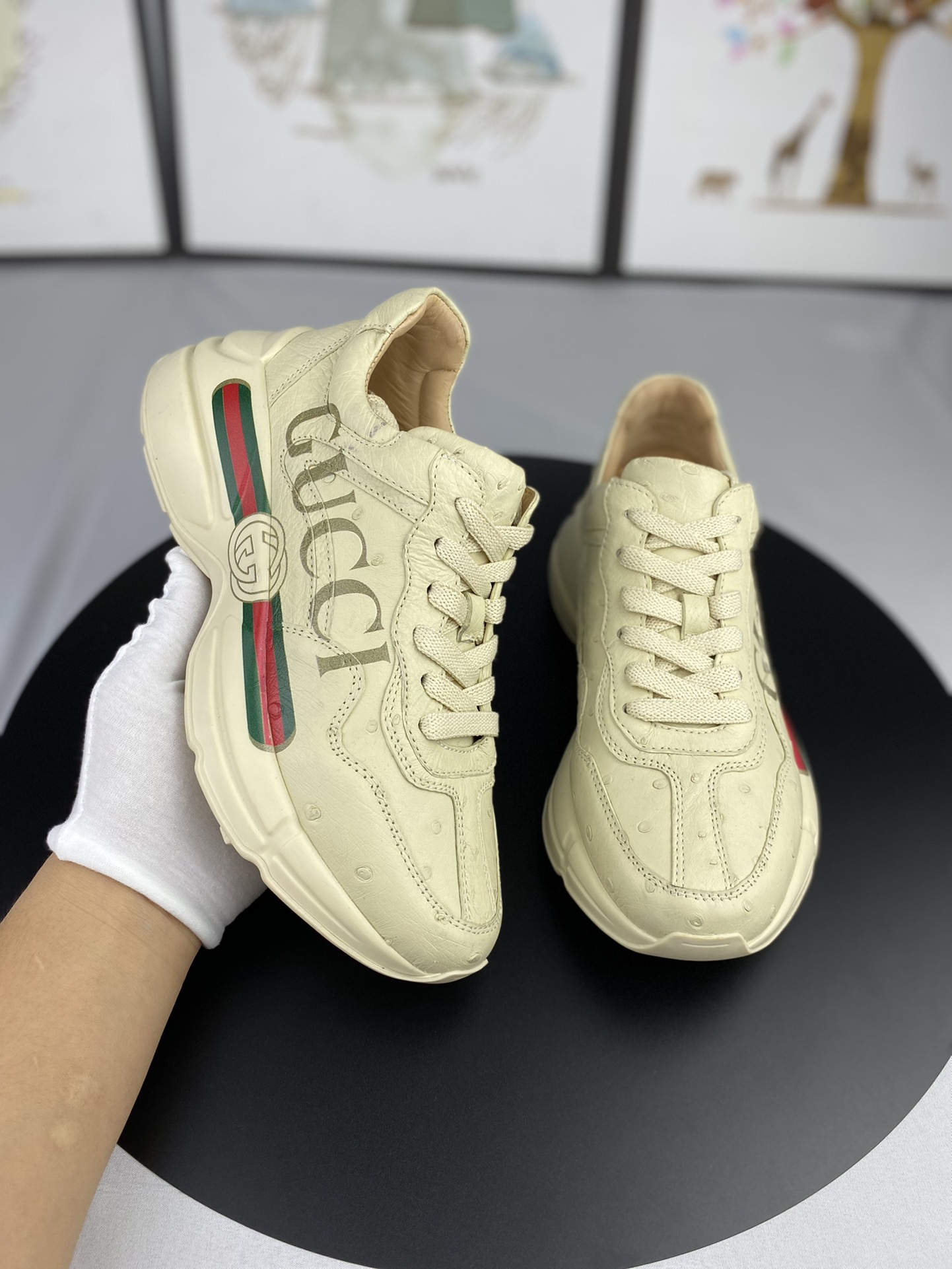 Handcrafted Luxury Private Customization High-Quality Ostrich Leather Sneakers