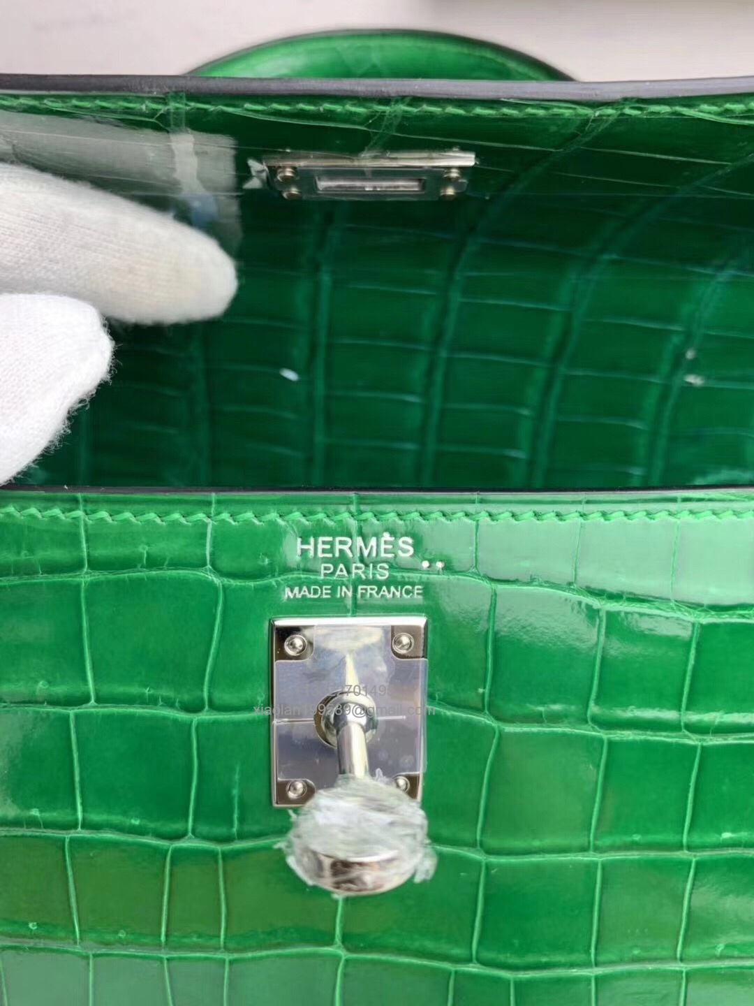 Hermès Kelly 25/28/32cm in Crocodile Leather, Fully Handmade Premium Private Customization-Cactus Green