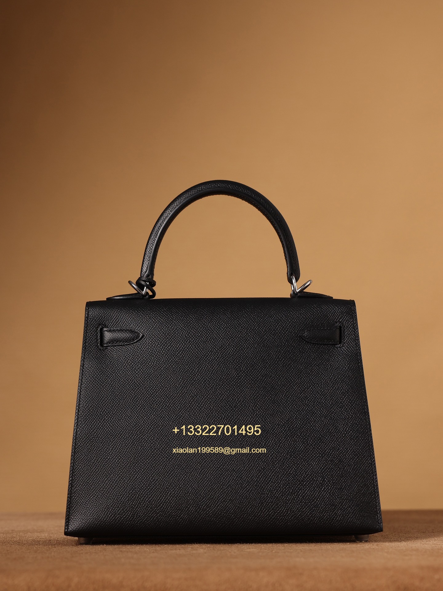 Hermès Kelly Handbag in Black Epsom Cowhide Leather, Purely Handcrafted, High-End Customization Edition