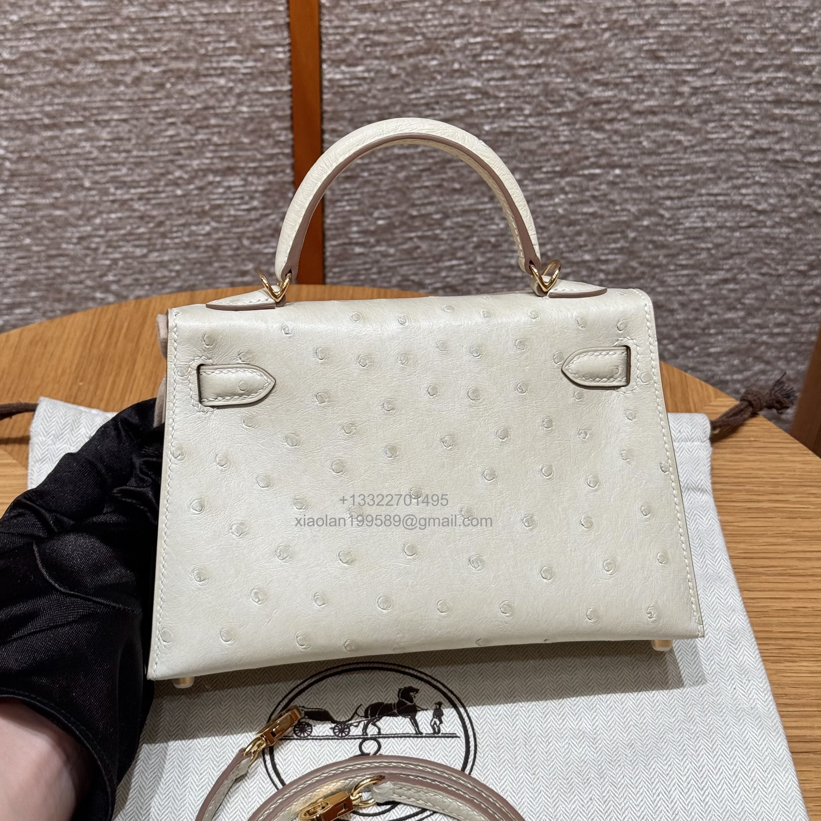 Hermès Mini Kelly Sellier II 20 in Ostrich Leather Beton