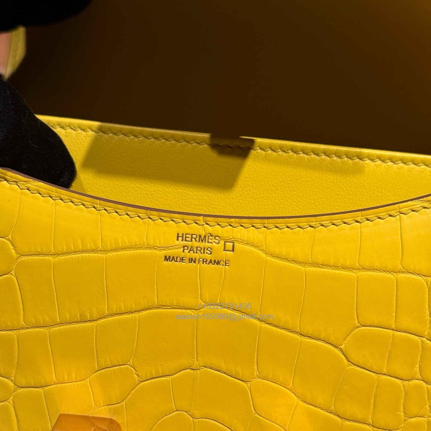 Hermès Constance 18/24cm in Crocodile Leather, Premium Handmade Customization-Marigold Yellow