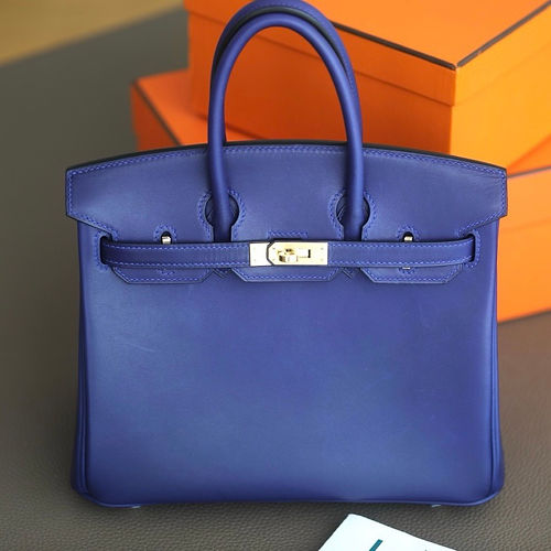 Hermès Birkin 25/30/35cm in Imported Saddle Leather, Handcrafted – Color: Glazed Blue