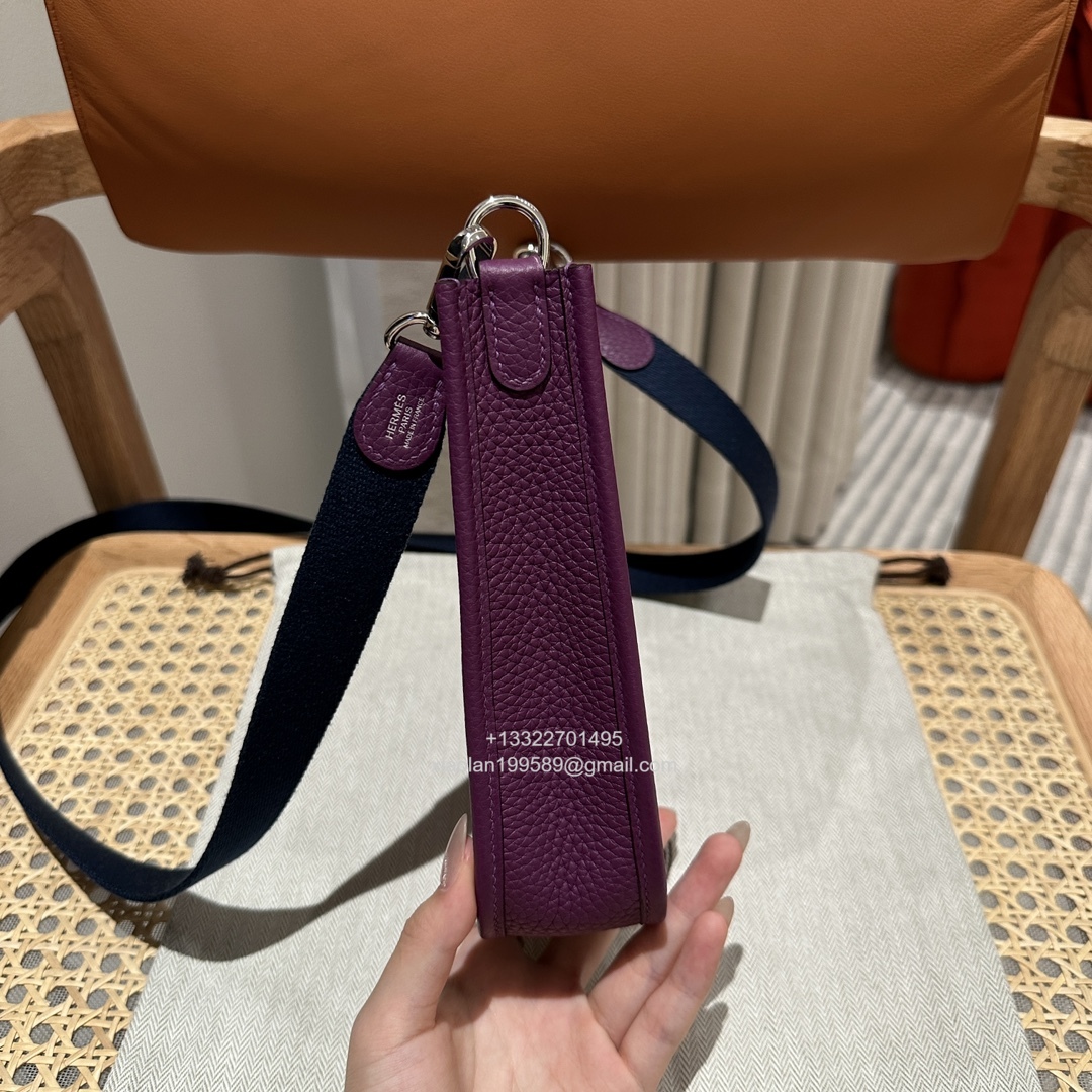 Hermès Evelyne mini Bag in Clemence Leather, Premium Handcrafted Customization-Anemone