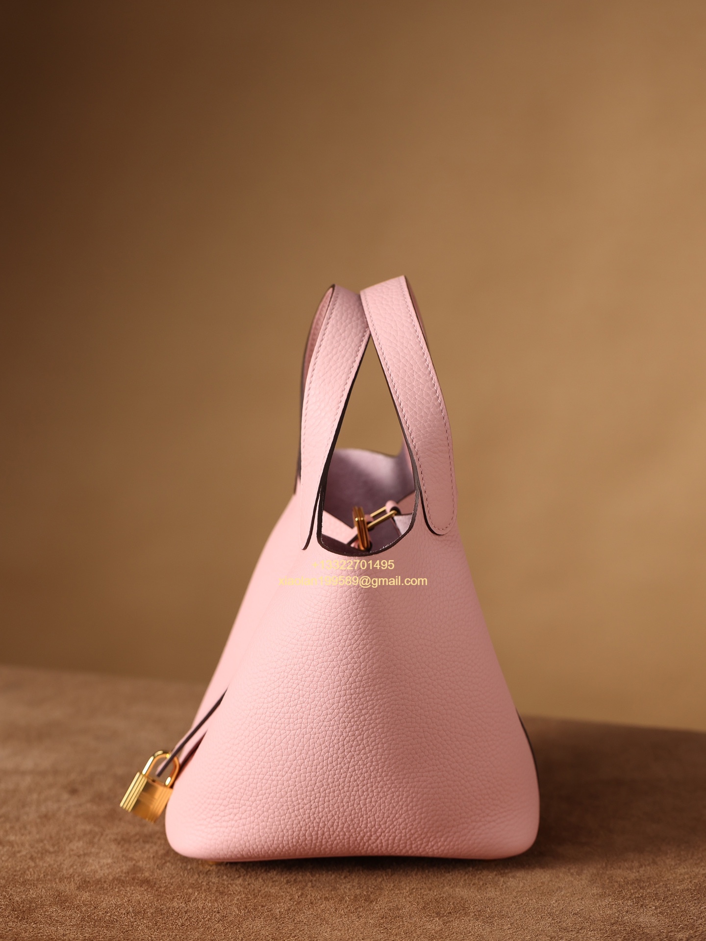 Hermès Picotin 18/22 in Clemence Leather, Hand-stitched with Beeswax Thread, High-end Customization - Sakura Pink.