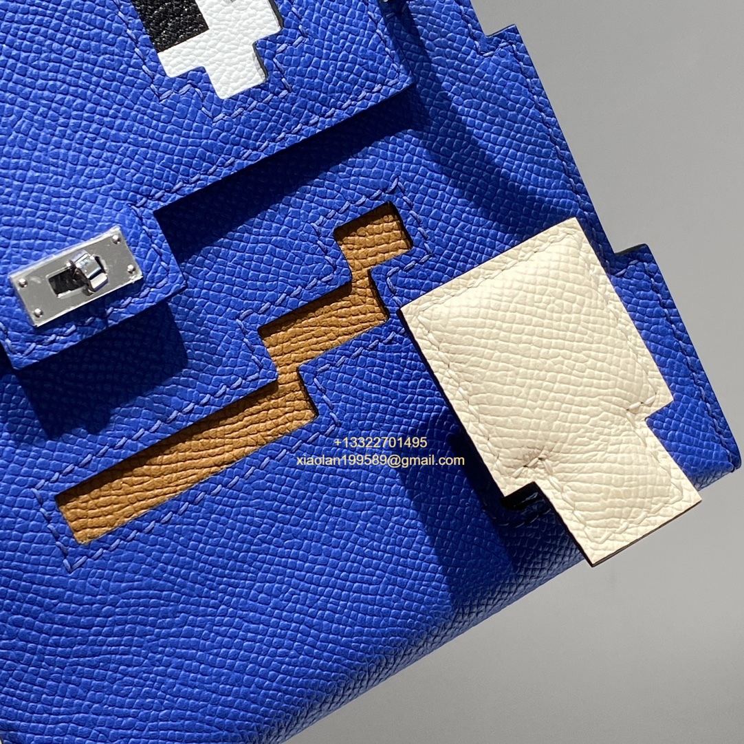 Hermès Kelly Doll Quelle Idole Picto Bag, Limited Edition in Electric Blue.